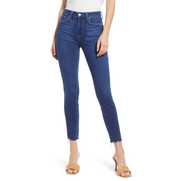 Paige Bombshell Montreux Ragged Fray Size 26 Mid Rise Denim Ankle Skinny Jeans - Picture 1 of 16